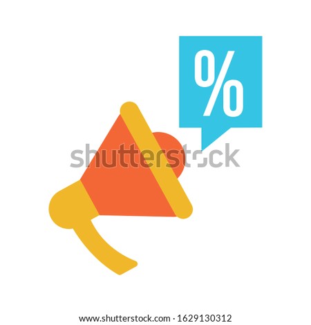 megaphone with speech bubble and percent vector illustration design