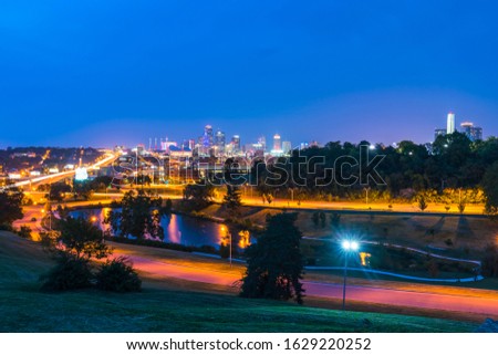 kansas,missouri,usa.  09-15-17, beautiful kansas city skyline at night.