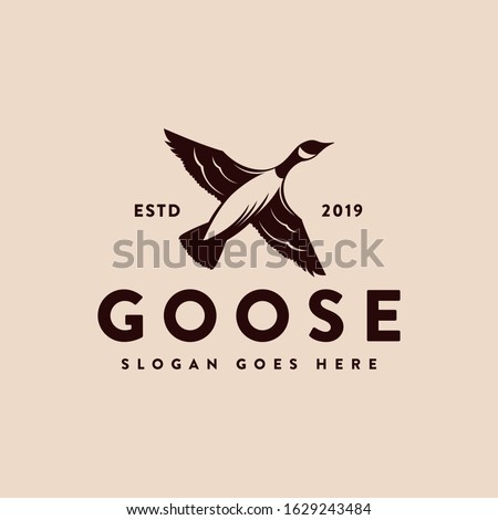 Vintage Canada goose duck flying logo icon vector template on light background
