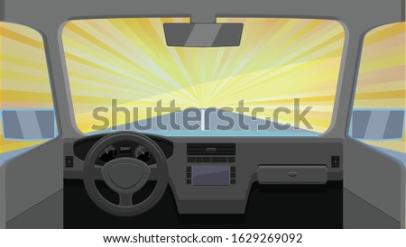 Fast car in dashboard view vector illustration
