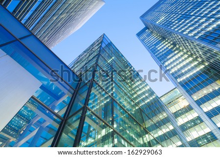 Windows of Skyscraper Business Office, Corporate building in London City, England, UK  Royalty-Free Stock Photo #162929063