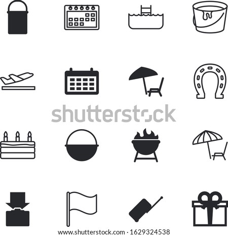 holiday vector icon set such as: landscape, waving, carry, decorative, horseshoes, website, cream, blank, pole, isometric, tourist, campfire, flight, camping, horse, invitation, old, poster