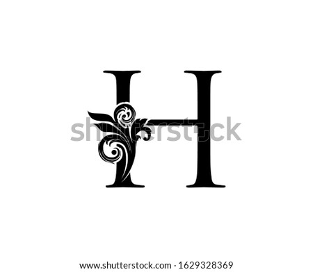 Elegant H Letter Swirl Logo. Black H With Classy Leaves Shape design perfect for fashion, Jewelry, Beauty Salon, Cosmetics, Spa, Hotel and Restaurant Logo. 