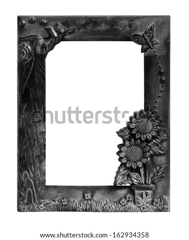 Old black picture frame .Isolated on white background