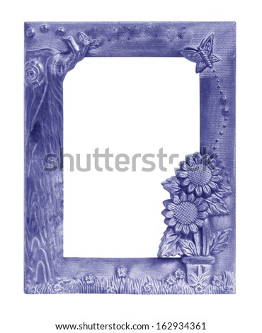 Old blue picture frame .Isolated on white background