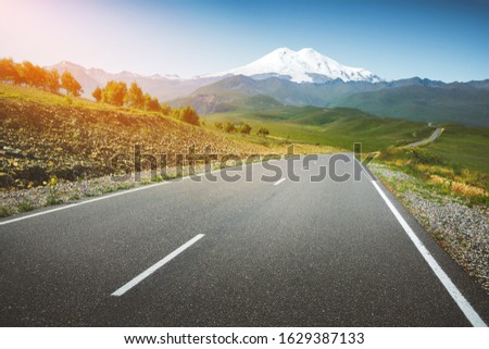 Road to mountain Elbrus. Caucasus.