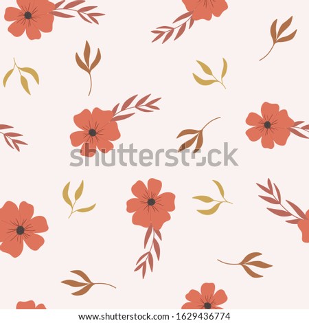 Hand-drawn seamless pattern. Contemporary creative repeat background with abstract shapes and leaves. Botanical pattern. Floral pattern.