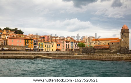 View of coastal village Collioure at south of France at spring day