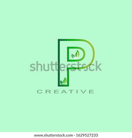 letter P logo design with the concept of a leaf
