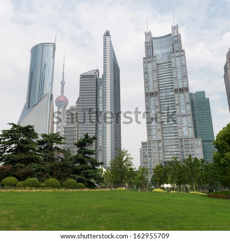 The grass and the city in shanghai,china