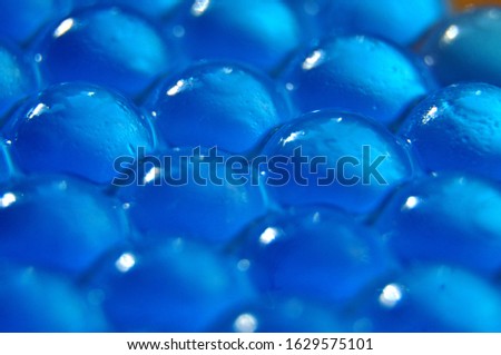 Blue water gel balls, abstract