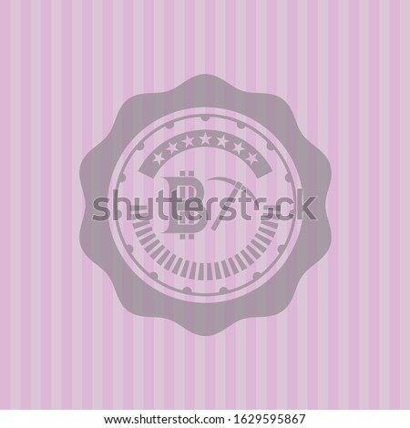 bitcoin mining icon inside retro style pink emblem