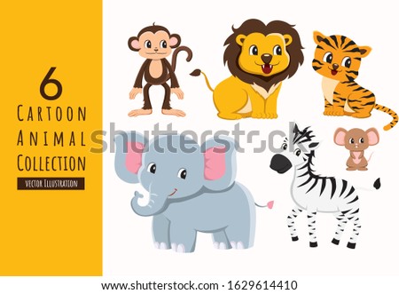 Set of Cartoon Animal Collection Vector Illustration