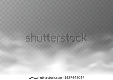 Vector smoke cloud isolated on transparent background. Realistic dense fog. Abstract steam effect for your design. White haze. Vector illustration. Royalty-Free Stock Photo #1629643069