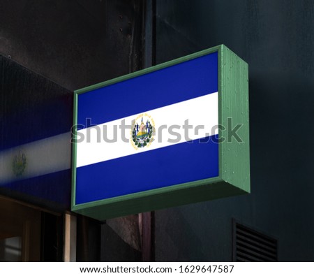 Flag of El Salvador on on Signage Board or Shop Sign. El Salvador Flag for advertising, award, achievement, festival, election.