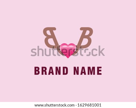 Creative brand b letter logo with heart shape business template vector icon