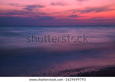 Sunset on the background of the sea