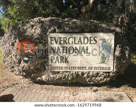 Everglades National Park Entrance Sign in Miami, Florida