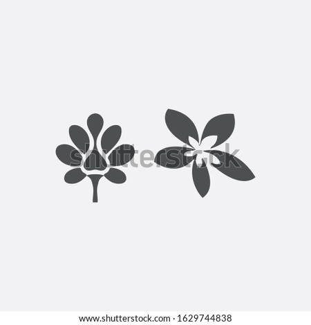 flower vector, sillhouet flower, flower icon set, leaf, branch, flora, nature, vector illustration.
