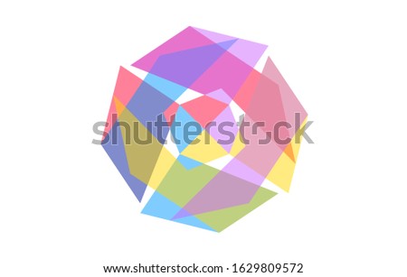 Eight Sided Geometric Polygon Transformation, Symbolic Icon Template, Rainbow Pinwheel in Four Colors