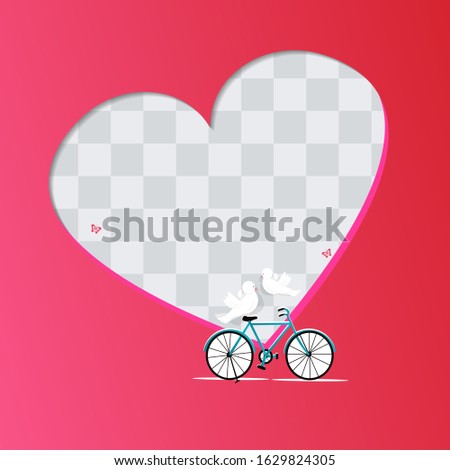 Heart Frame with bicycle on red background 