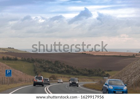 The cars driving in the new highway heading towards Weymouth, Dorset, UK