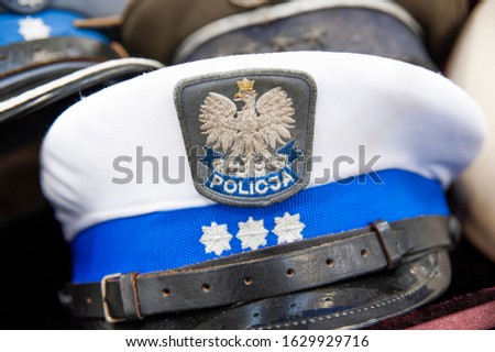Closeup of polish police hat