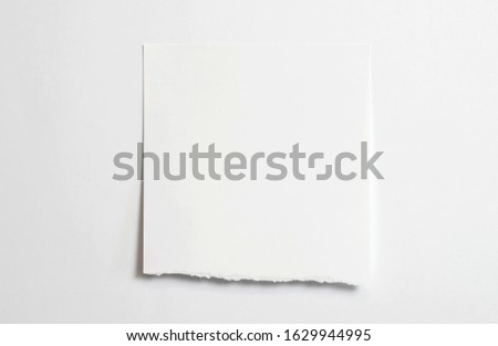 Blank torn photo frame with soft shadows isolated on white paper background as template for graphic designers presentations, portfolios etc.