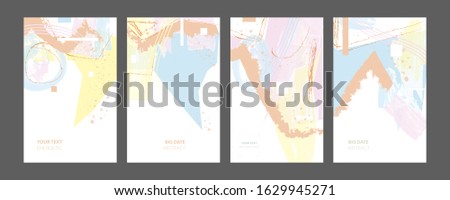 Brushes texture background and lines design vector modern covers set