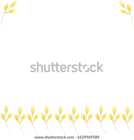 Background of watercolor yellow leaves on a white background. Use for wedding invitations, birthdays, menus and decorations