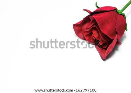 A red rose of cloth on white background as a concept of love