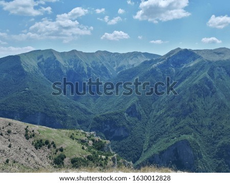 Mountain pyramids and rocky ridge on the Alps