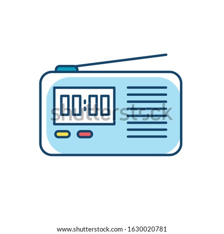 Wireless radio set RGB color icon. Portable electronic receiver. Signal transmitting apparatus. Compact receiving system. Mobile device. Technology. Isolated vector illustration
