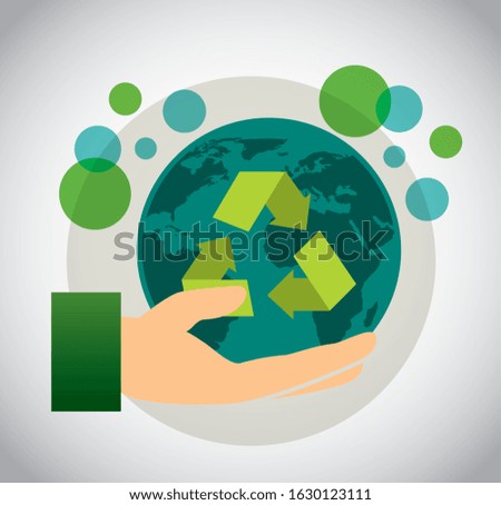 eco friendly poster with earth planet and recycle symbol vector illustration design