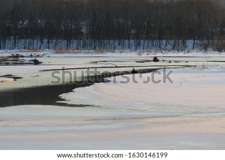 Lake in winter morning in Hokkaido, Japan