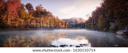 foggy river in ozark national forest