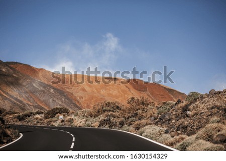 the highway and the volcano Teide.beautiful road to the mountain