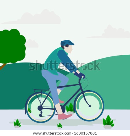 Man Cycling in the morning to have healthy lifestyle