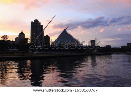 Milwaukee skyline along Michigan lake shore