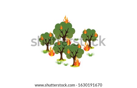 Forest fire natural disaster concept vector illustration