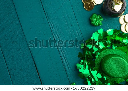 Traditional Irish holiday St. Patrick's Day, March 17th celebration, with accessories
