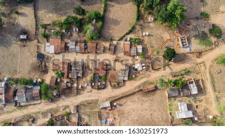 Aerial view of a rural village in Odisha
