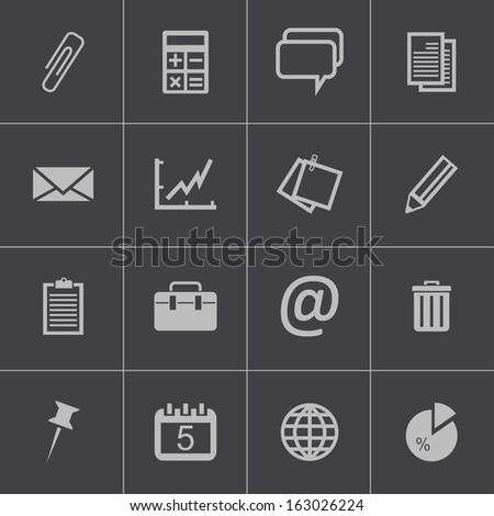 Vector black  office icons set