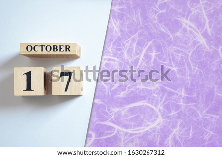 October 17, Empty white - violet background.