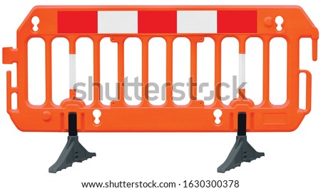 Obstacle detour road barrier fence roadworks barricade orange red white luminescent stop signal sign seamless isolated closeup horizontal traffic safety railing warning temporary access reroute block