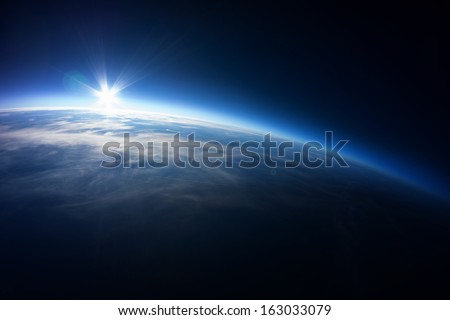 Near Space photography - 20km above ground / real photo taken from weather balloon / universe stratosphere / Royalty-Free Stock Photo #163033079