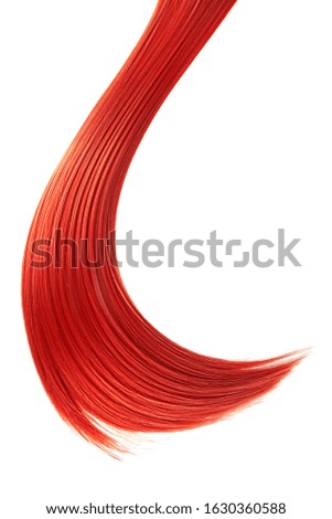 Red hair isolated on white background. Long ponytail
