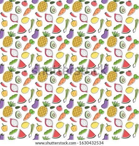 mix fruits and vegetables pattern 