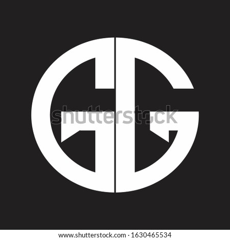 GG Initial Logo design Monogram Isolated on black and white