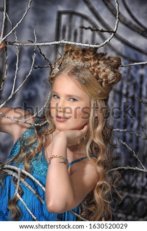 Fairy: winter portrait of young girl.